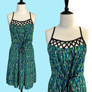 Mossimo Black Lattice A Line Cinch Waist Pull Over Dress - S